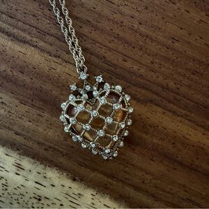 Betsey Johnson Gold Heart Necklace with Crystal Accents – Burning Man Jewelry